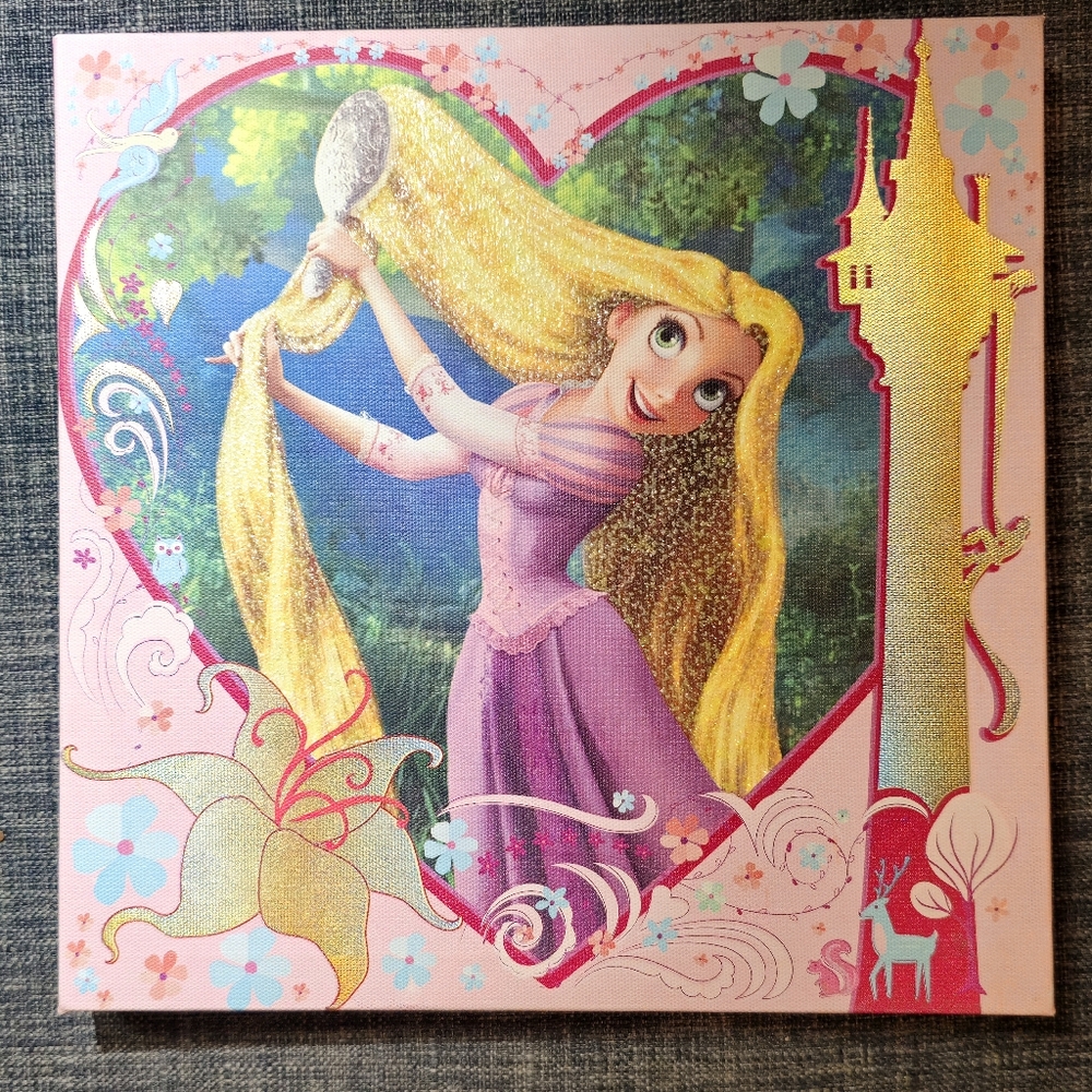 Rapunzel Canvas Art with Pink and Gold Accents